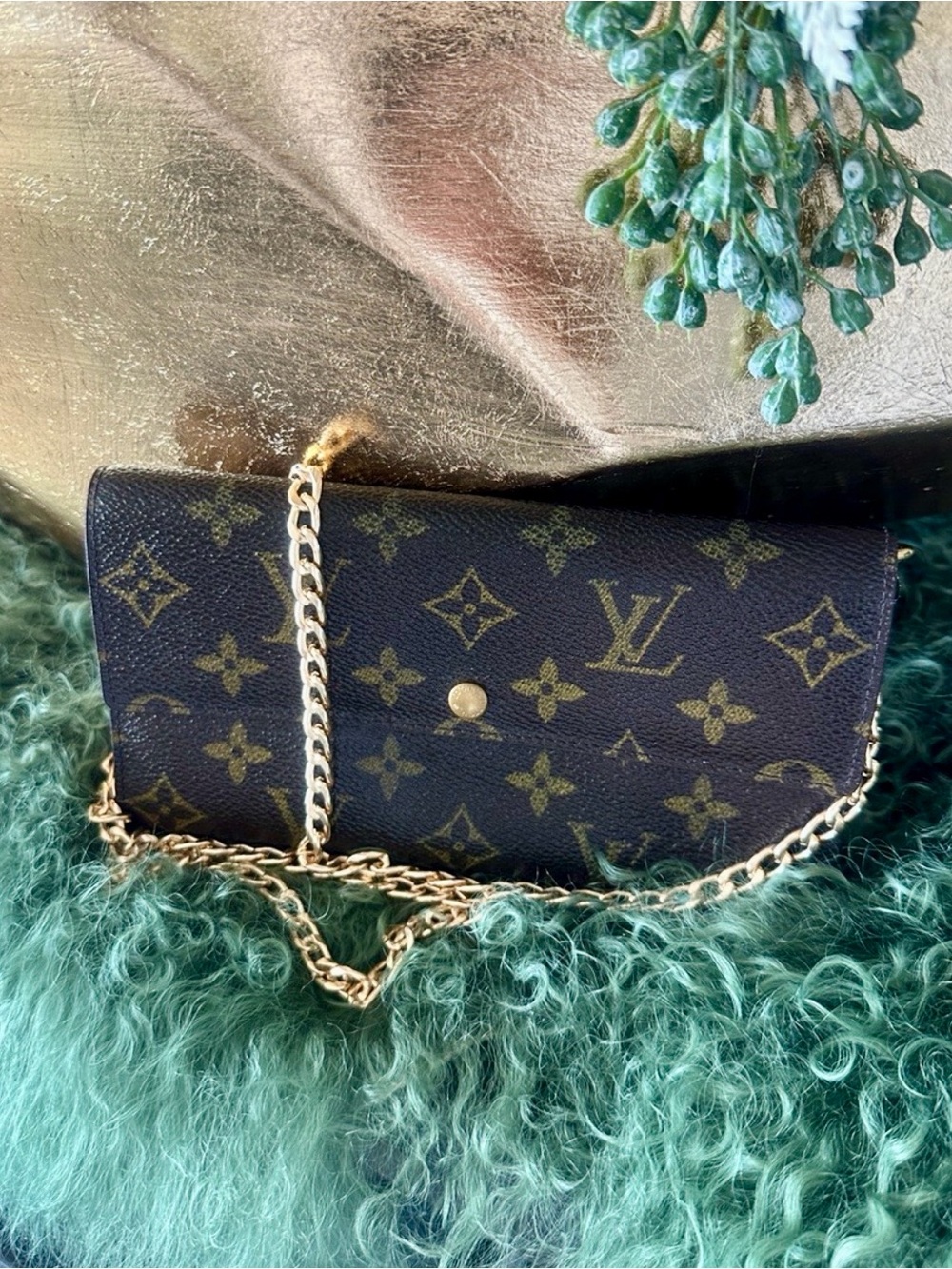 Louis Vuitton Monogram Canvas Chain Wallet in Brown and Gold unbranded chain inc